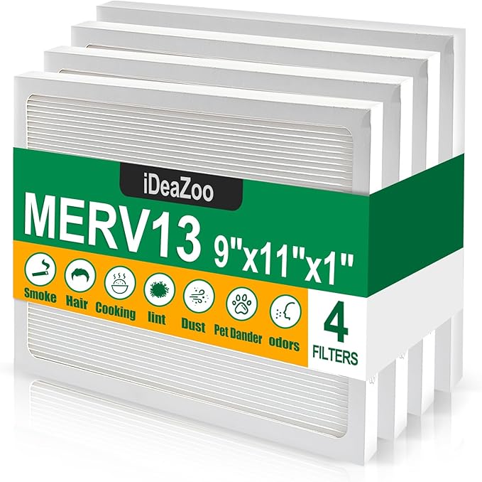 9 x 11 x 1 MERV 13 Replacement Dehumidifier Filter Compatible with Santa Fe Compact70, Ultra70, Element, Compact2, UA 65H dehumidifier Models, 4 Pack