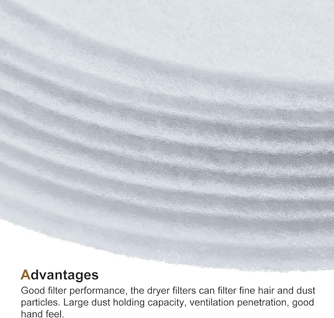 10PCS Dryer Vent Filters Replacement Kit - High-Efficiency Lint Traps for Panda/Magic Chef/Avant Dryers, Universal 227x33mm Cotton and Paper Filter Discs (White Round Ventilation Mesh)