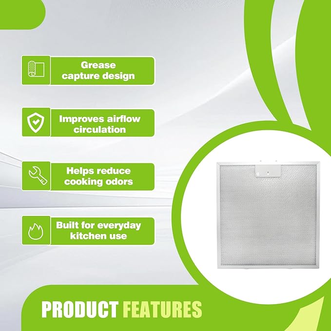 2-Pack WA0575 Range Hood Filter 14.4" x 13.5" x 0.35" Replacement Compatible with Vissani 30-Inch Wall Mount Hood, 5-Layer Aluminum Mesh Grease Filter