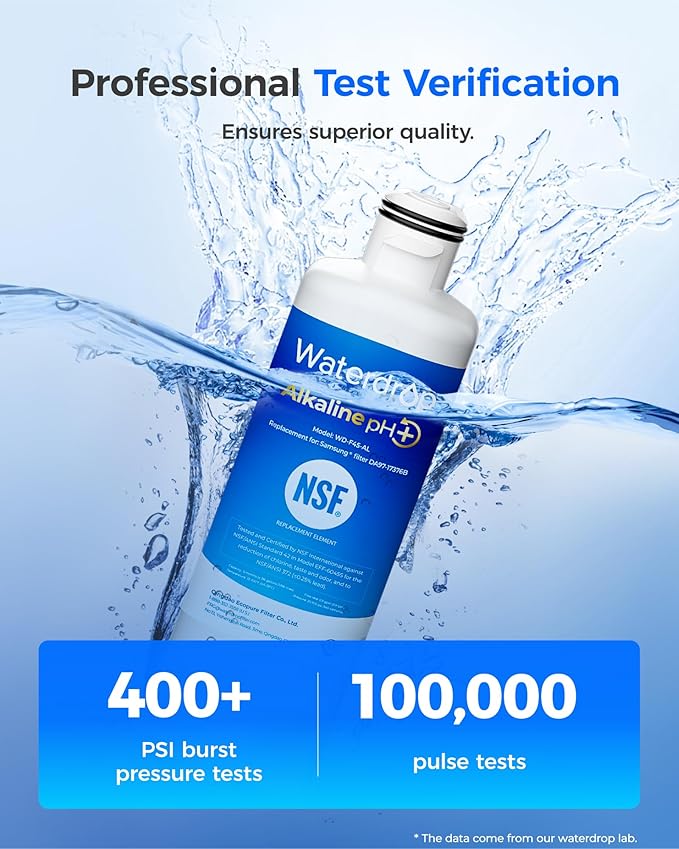 Waterdrop Alkaline DA97-17376B Water Filter, Enhances pH, Replacement for HAF-QIN/EXP, DA97-08006C, RF28R7201SR, RF28R7351SG, WD-F45-AL, 3 Filters