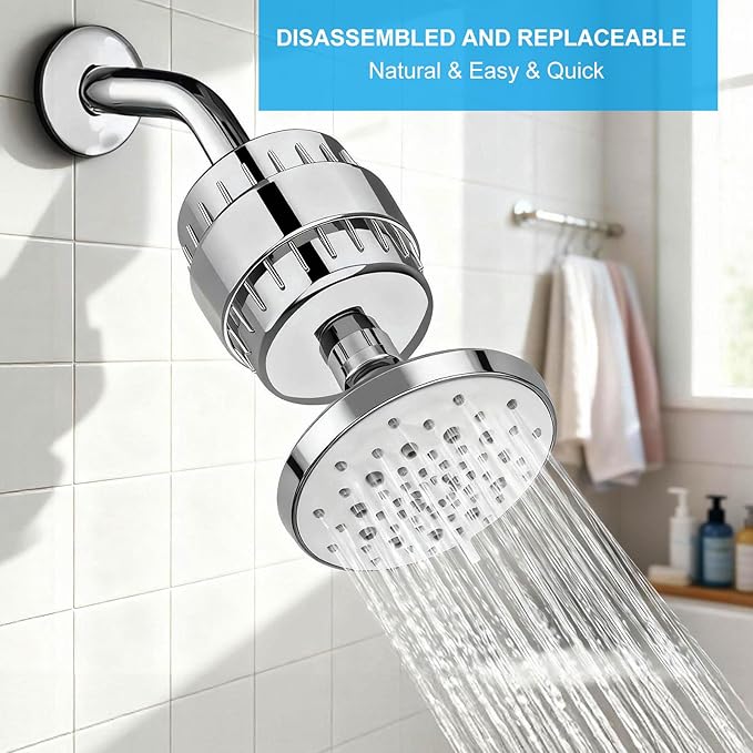 25 Stage Shower Filter, Powerful Shower Head Water Filter for Hard Water, Showerhead Filters to Remove Chlorine Toxic Chemicals & Improve Water Efficiently, Good for Health, Easy to Install