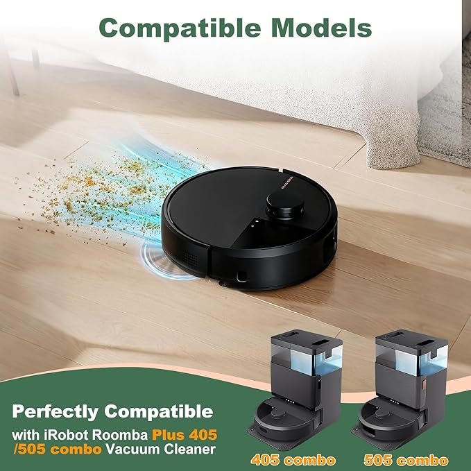 31 Pcs Replacement Parts Kit Compatible with Roomba 405 505 Combo Series, Includes 2 Main Brushes, 4 Filters, 8 Side Brushes, 8 Vacuum Bags, 8 Mop Pads