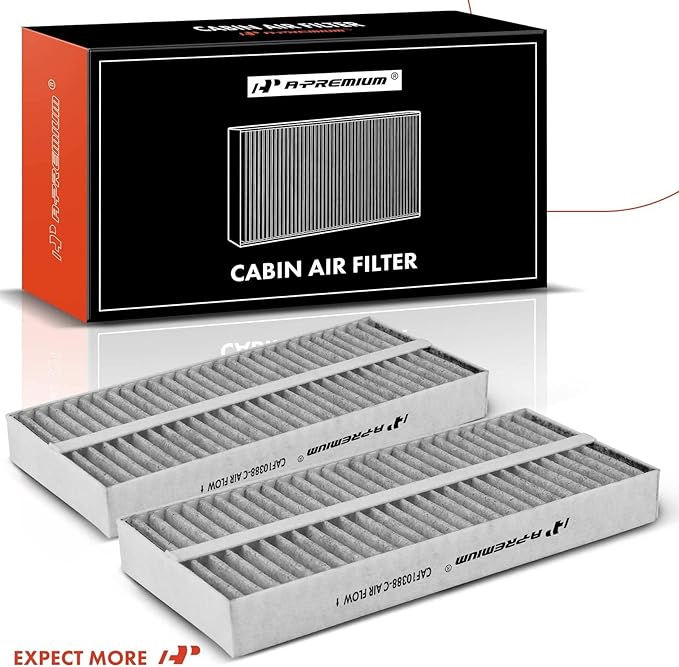 A-Premium 2-PC Cabin Air Filter with Activated Carbon Compatible with Nissan & Infiniti Models - Titan 2004-2015, Armada 2005-2015, NV2500 NV3500 2012-2014, QX56 2004-2010 - V8 5.6L
