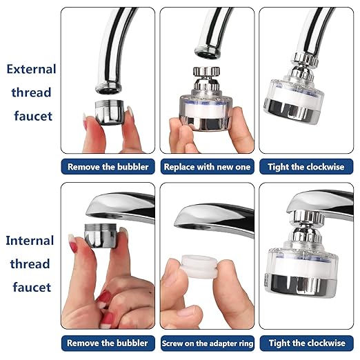 14 Pcs Sink Water Filter with Filter Elements Set, Universal Sink Faucet Filter 360°Rotating,Tap Water Filter Removes Fluoride Hard Water,Faucet Filter Faucet Extender for Home Kitchen Sink
