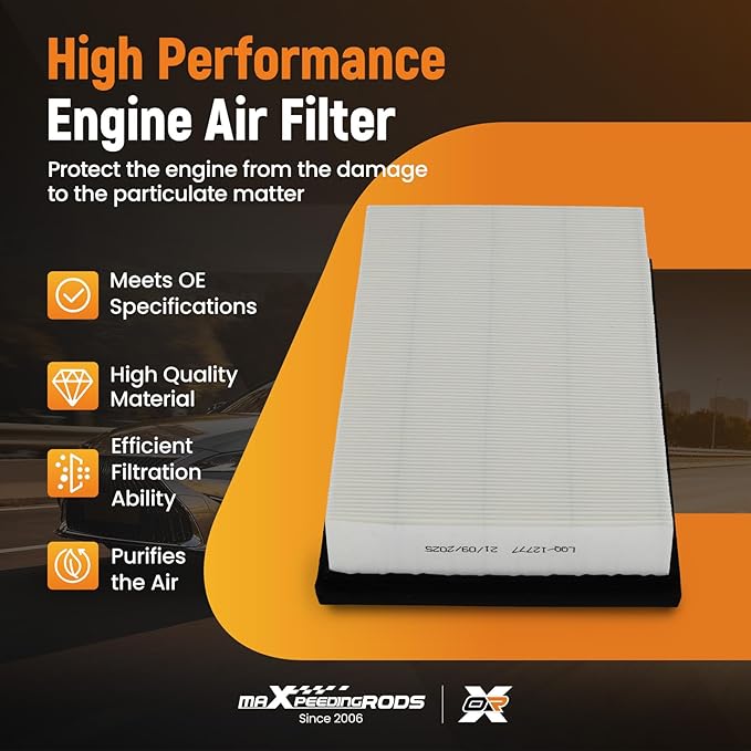maXpeedingrods CA12777 Engine Air Filter Fit for Volkswagen Golf 2019-2021, Golf SportWagen 2019, Jetta 2019-2021, Jetta 2022-2023, Taos 2022-2023, L4 1.4L 1.5L, Replacement for AF3635, PA99512