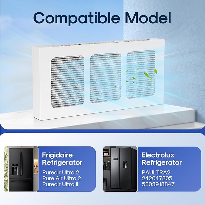 ICEPURE AF008 Compatible with Pureair Ultra 2 Refrigerator Air Filter, Pure Air Ultra 2, Pureair Ultra ii, Electrolux 242047805, 5303918847, PAULTRA2, PD00044143, PS12364179, AP6285787, 4PACK