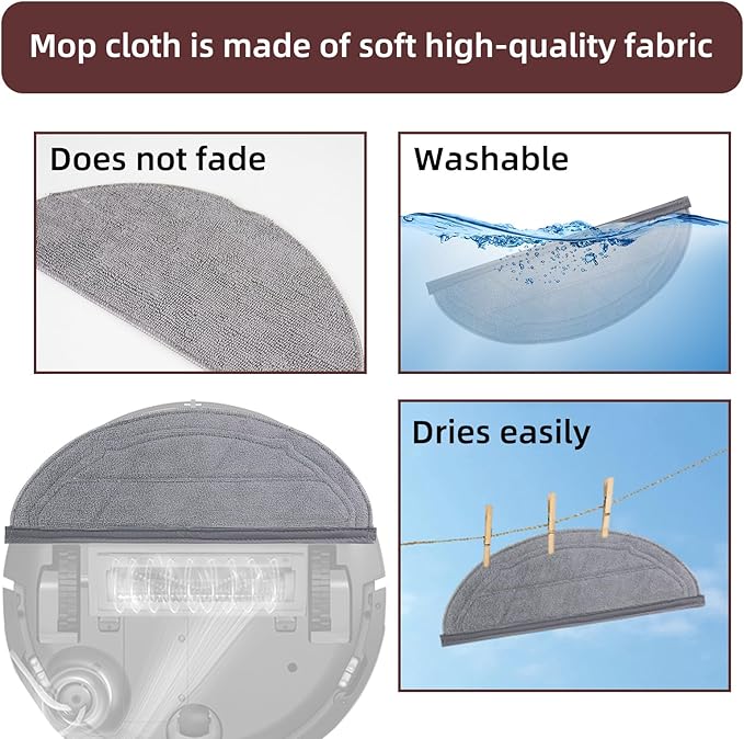 VIEWALL Q10S5 Accessories Replacement Kit for Roborock Q10 S5 / Q10 S5+ Plus Robot Vacuum, 1 Main Brushes, 4 Mop Pads, 4 Side Brushes, 4 HEPA Filters, 4 Dust Bags, 1 Cleaning Tool, 1 Screwdriver
