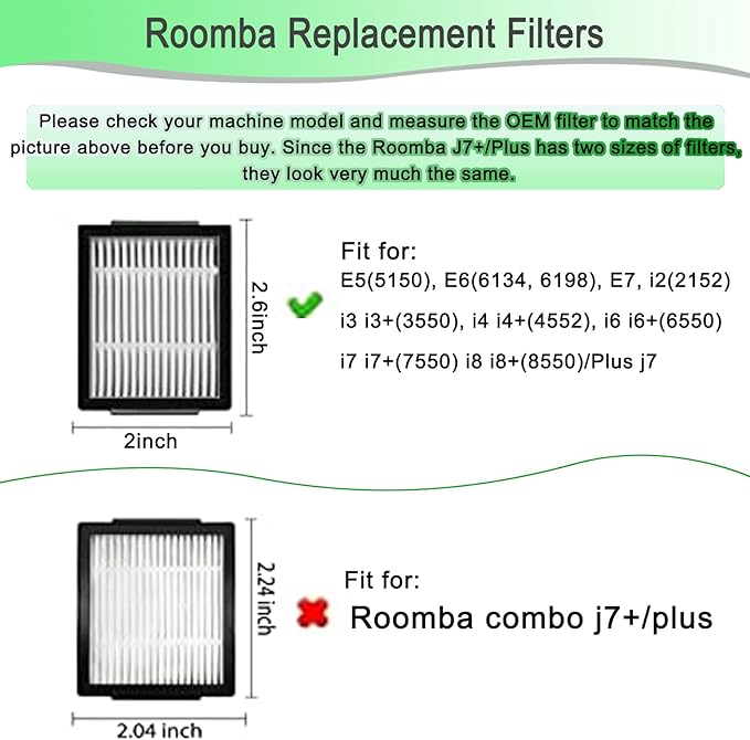 26 Pack Replacement Parts accessories for iRobot Roomba i3 i3+ i4 i6 i6+ i7 i7+ E5 E6 E7 j7 I & E j Series Vacuum Cleaner,2 Set Rubber Brushes,8 Vacuum Filters,8 Side Brushes,8 Vacuum Bags