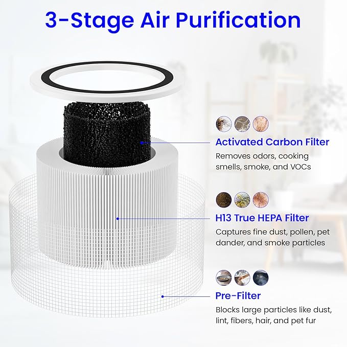 Future Way 2 Pack Core 200S Replacement Filter Compatible with LEVOIT Core 200S Air Purifier, H13 True HEPA & Activated Carbon, Core 200S-RF