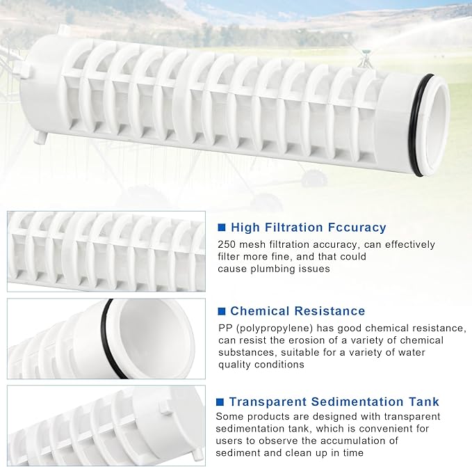 1-1/2" 250 Mesh Spin Down Sediment Replacement Rusco Filter Screen, Spin Down 1 1/2"-250 Sediment Filter Replacement for Rusco Vu Flow for Well Water and Sprinkler Irrigation Filters, 2 Pcs