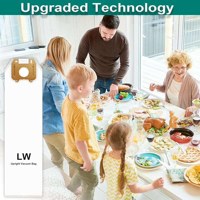 Type LW HEPA Vacuum Bags for Oreck Magnesium Upright, Part # LWPK6OH, LWPK25OH, LWPK3OH, LW100, LW100LR, LW1500, LW1500RS, 83055-01, 6 Pack Odor Fighting Vacuum Cleaner Bags, White