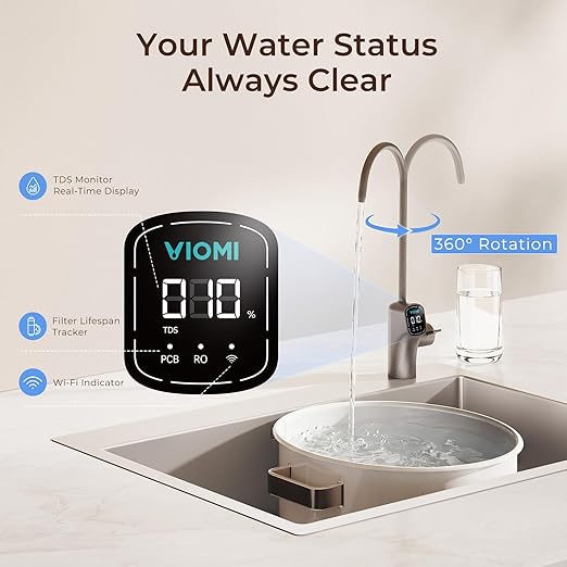 VIOMI V8 Pro 800GPD Reverse Osmosis System, 9-Stage Tankless Under Sink RO Water Filter, NSF/ANSI 372 & 58 Certified, 3:1 Pure to Drain, Reduce PFOA/PFOS, Smart LED Faucet, Incl. 1 Extra Filter