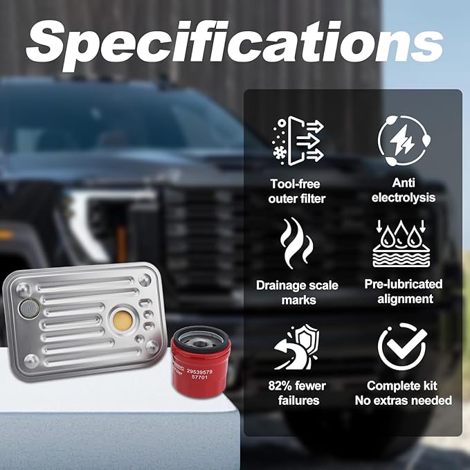 Allison 1000 Transmission Filter Kit Compatible with Chevy GMC 2001-2010 Genuine 29537965 Shallow Pan Filter & 29539579 Spin-On Filter 6.6L Duramax (does not fit deep pans)