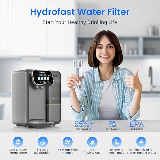 C100 Reverse Osmosis Water Filter Countertop with Cooling, No Installation Required, Great Taste & Pure Quality, Fast Filtration, Eliminates Bottled Water Costs