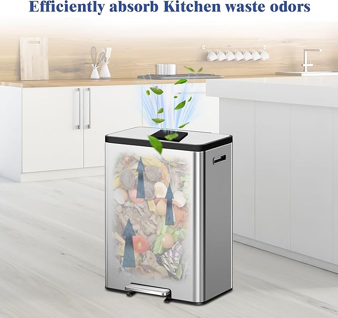 20 Packs Trash Can Odor Absorbing Filter Refills for EKO Garbage Cans and Compost Bin, Activated Charcoal Deodorizer, Activated Carbon Filter, Odor Absorber