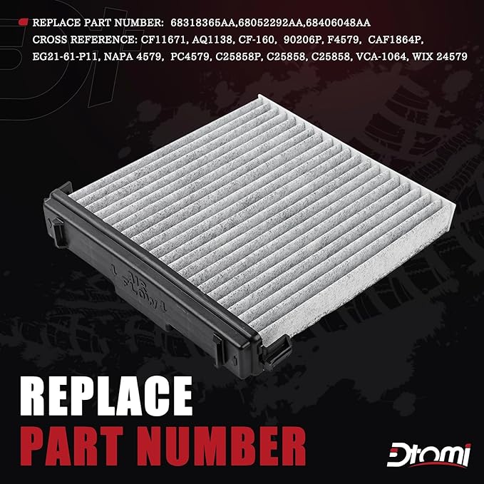 Cabin Air Filter & Filter Access Door, Air Conditioning Filter Compatible With Chrysler Dodge Vehicle 200, Ram 1500 2500 3500 2011-2019 Replaces# 68406048AA 68052292AA 68318365AA 5058693AA