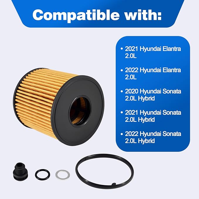 26350-2J000 Engine Oil Filter Fit for 2021-2024 Hyundai Elantra 2.0L 2020-2024 Sonata 2.0L Hybrid (4PCS)