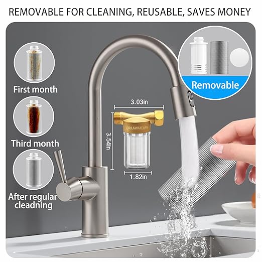 Upgraded Reusable Brass Washer Wate Filter, 40 Micron Washing Machine Water Filter, for Washing Machine, Heater, Camping, RV, Garden, Anti Scale Protecting Appliances Sediment Filter