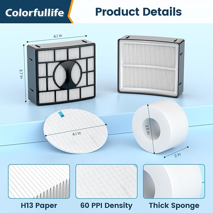 Colorfullife Filter Replacement for Shark Rotator DuoClean Powered Lift Away Speed Vacuum NV680 NV681 NV682 NV683 NV800 NV801 NV803 UV810, Replaces Part XHF680 and XFF680