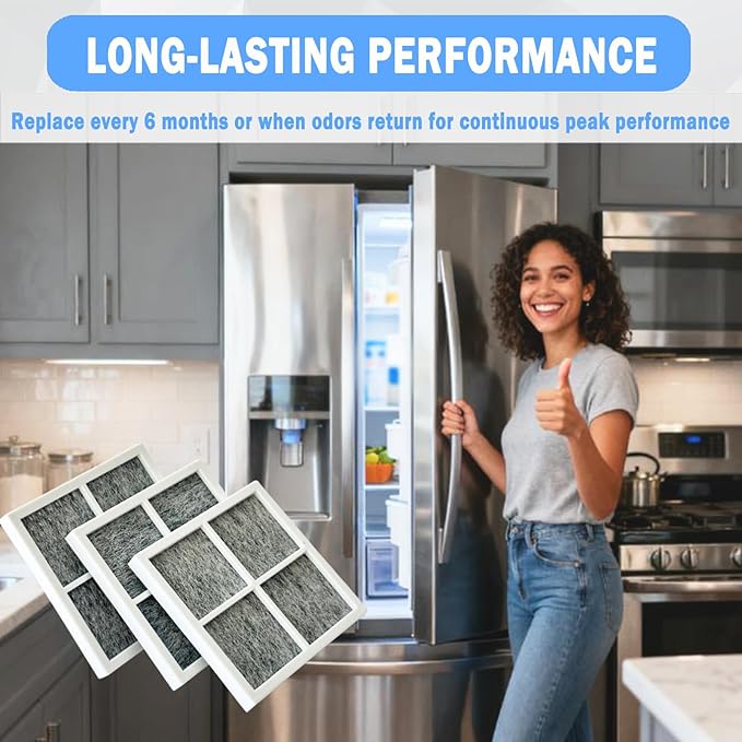 3 Pcs Refrigerator Air Filter Replacement Compatible with LG LRFVC2406D, LRFVS3006D, LRFVS3006S, LRFXC2416D, LRMDS3006S, LRMDC2306S
