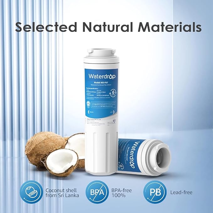 Waterdrop UKF8001 Refrigerator Water Filter 4, Replacement for Whirlpool® EDR4RXD1, EveryDrop® Filter 4, Maytag® UKF8001AXX-750, UKF8001AXX-200, 46-9006, Puriclean II, WD-F07, 3 Filters
