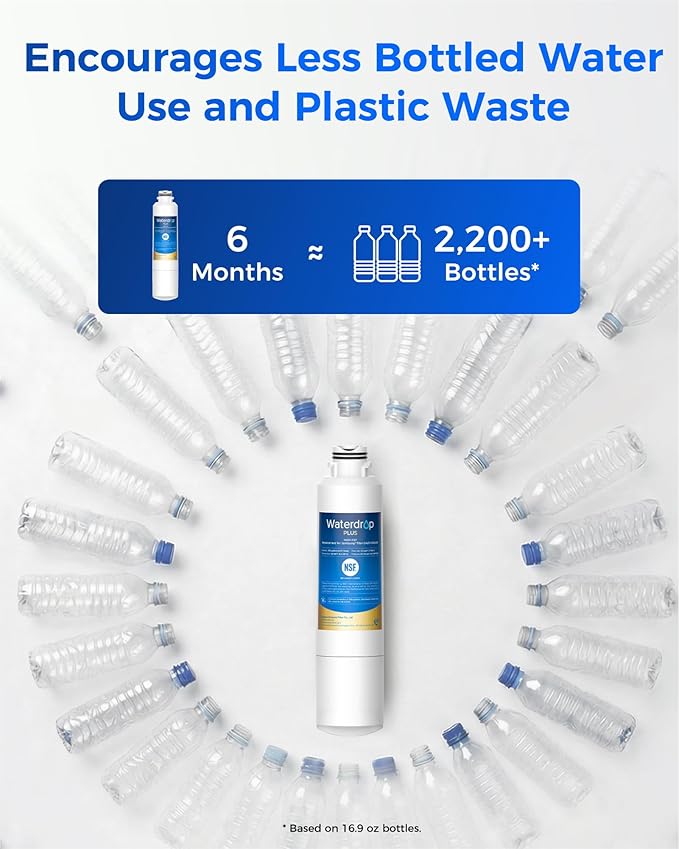 Waterdrop Plus DA29-00020B 𝐍𝐒𝐅 𝟒𝟎𝟏 𝐂𝐞𝐫𝐭𝐢𝐟𝐢𝐞𝐝 Refrigerator Water Filter, Replacement for Samsung® Water Filter DA29-00020B, HAF-CIN, HDX FMS-2, RF28HMEDBSR, 2 Filters (Package May Vary)