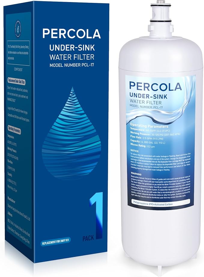 3MFF101 Under Sink Water Filter, Replacement for Under Sink Full Flow Filtration System 3MFF100, 70020249663 6,000 Gallons (1 Pack)