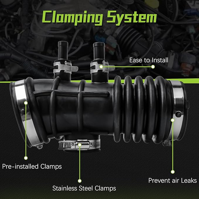 16578-4S100 Air Intake Hose Tube With Clamps for Nissan 1999-2004 Frontier 3.3L,2000-2004 Xterra V6 3.3L
