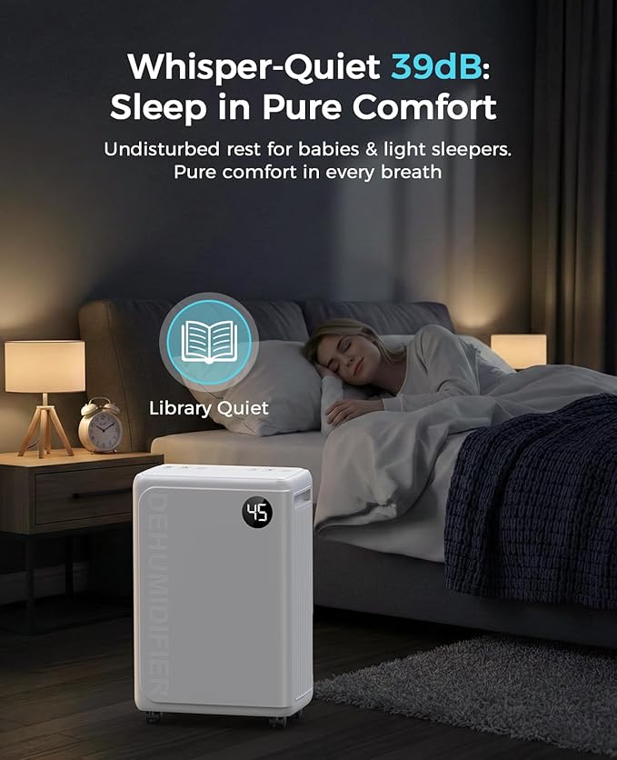 32 Pint Dehumidifier for Basement, 2500 sq.ft Dehumidifiers for Home with Drain Hose, 3 Modes, Auto Defrost, 24H Timer, Quiet Smart Humidity Control for Large Room, Bedroom, Bathroom, RV