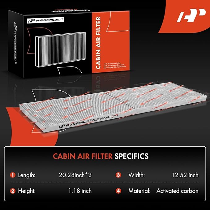 A-Premium Cabin Air Filter with Activated Carbon Compatible with Tesla Model X 2016-2023, Replace# 104556600H