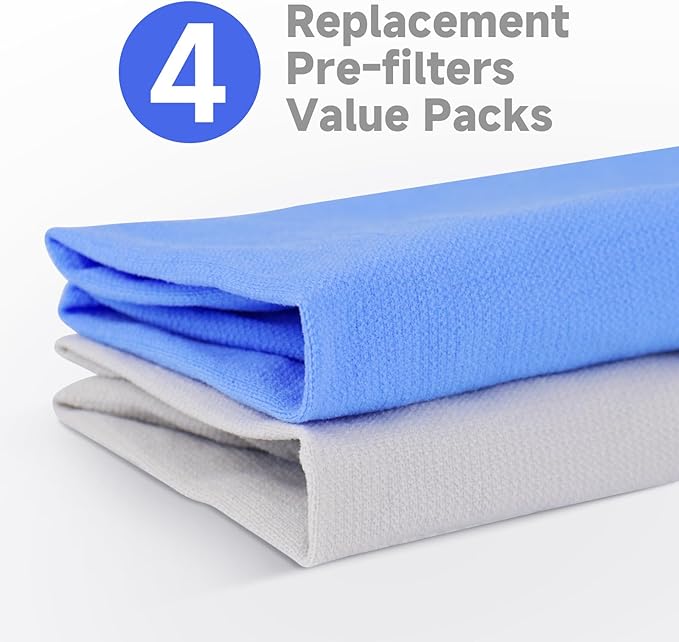4 Packs 511 Replacement Filters Compatible with Blueair Blue Pure 511 Air Cleaner Purifier, Premium Filter and Activated Carbon Filter, 4 Premium Filters and 4 Cloth Cover Pre-Filters