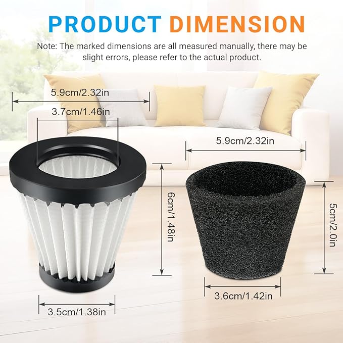 4 Pack F117 Filters Compatible with Dirt Devil Scorpion Handheld Vacuum Cleaner, Part # AD40117, with 8 Foam Sleeves & 1 Brush