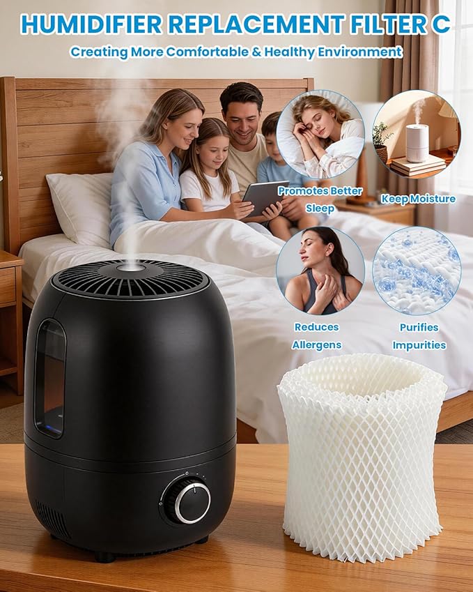 HC-888 HC-888N Humidifier Wicking Filter C Replacement, Compatible with Honeywell HCM-890 HEV-320 Series, Duracraft DCM-200 DH-890, Walgreens 890-WGN,Cool Mist Humidifier Filters
