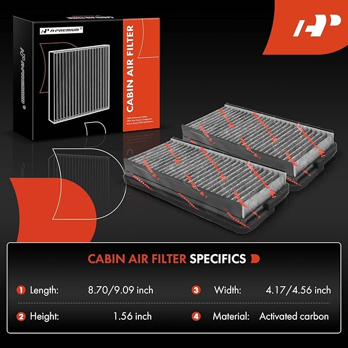 A-Premium 2-PC Cabin Air Filter w/Activated Carbon Compatible with Chevy, Buick, Oldsmobile, Pontiac & Saturn - Uplander 05-09, Venture 01-05, Rendezvous 02-07, Terraza, Silhouette, Aztek, Montana