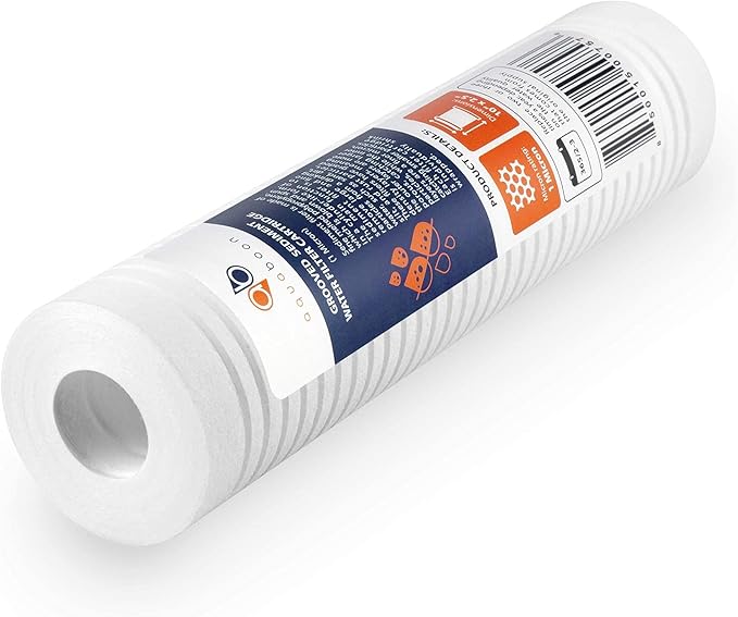 Aquaboon Whole House 1 Micron 10 x 2.5 PP Grooved Sediment Water Filter Cartridge Replacement Compatible with AP110, WHKF-GD05, CFS110, P5, 6-Pack