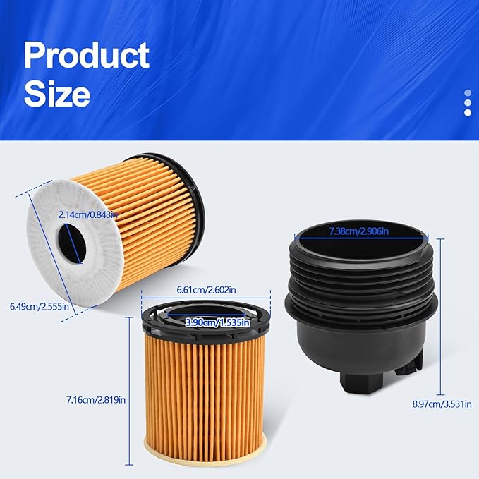 Engine Oil Filter Housing Cover Cap Assembly Kit Compatible with 2020-23 Sonata Venue Rio 2021-23 Elantra Santa Fe K5 Sorento 2022-23 Kona Tucson 2023 Sportag 2020-22 Accent Part Number 26315-2M000