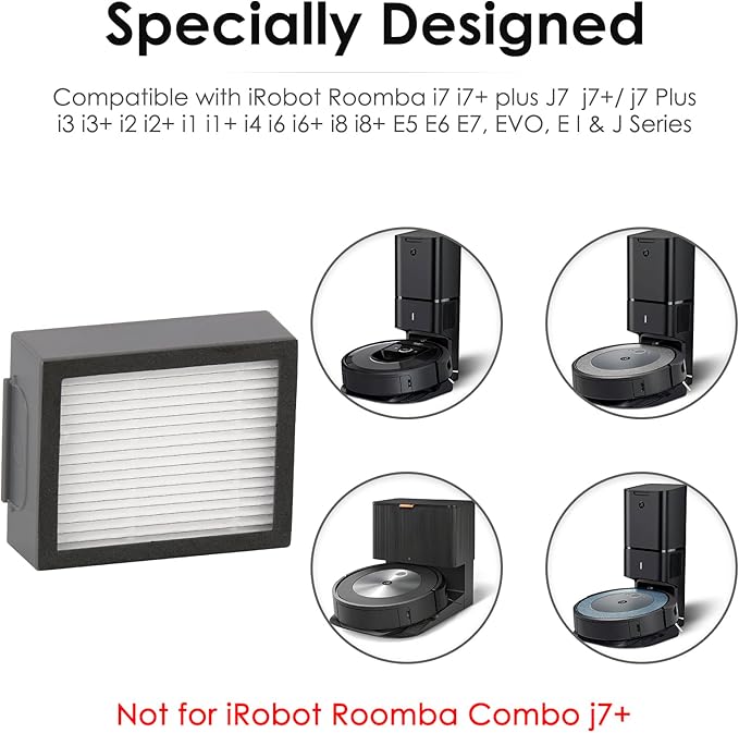 (14 Pack) j9+ j7+ HEPA Filter for iRobot Roomba j7+, j9+, Combo i5+ Combo j5+ Roomba i7 i7+ j7 Plus i3 i3+ i2 i2+ i1 i1+ i4 i6 i6+ i8 i8+ E6 E7 E I & J Series Filters Kit (NOT FOR Combo j7+ j9+ 10 Max