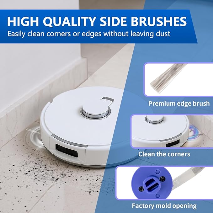 20 Pcs Replacement Vacuum Accessories kit Compatible with Narwal Freo Pro Robot Vacuum Cleaner, 2 Main Roller Brush, 2 Dust Bags, 4 HEPA Filters, 6 Mop Pads, 6 Side Brush 1 Clean Brush