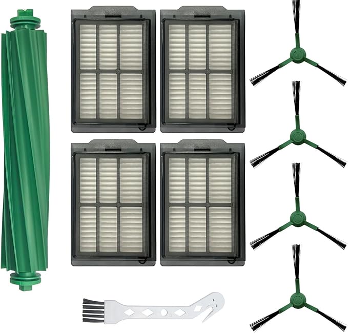 ANBOO Replacement Parts Compatible with iRobot Roomba Plus 405 505 Combo Vacuum Cleaner,1 Roller Brush, 4 Hepa Filters, 4 Side Brushes, 1 Cleaning Brush