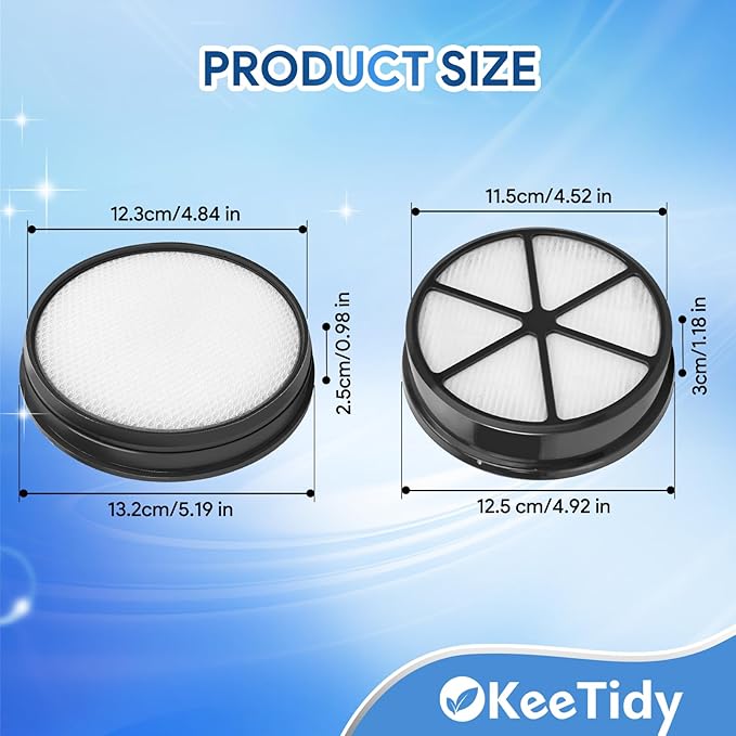 Vacuum Filters Set Compatible with Hoover UH72400, UH72401, UH72402, UH72405, UH72406, UH72409, Replaces Part #440003905 & 303903001, 1+1 Pack