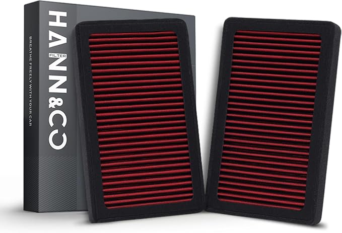 HANN&CO Washable And Reusable High Flow Cabin Air Filter，Greater Than 15 Years of Service Life，Set of 2 Pieces Suitable For Tesla Model 3 Model Y Replacement CF12774，CP681，VF3023（HCC2131-X）