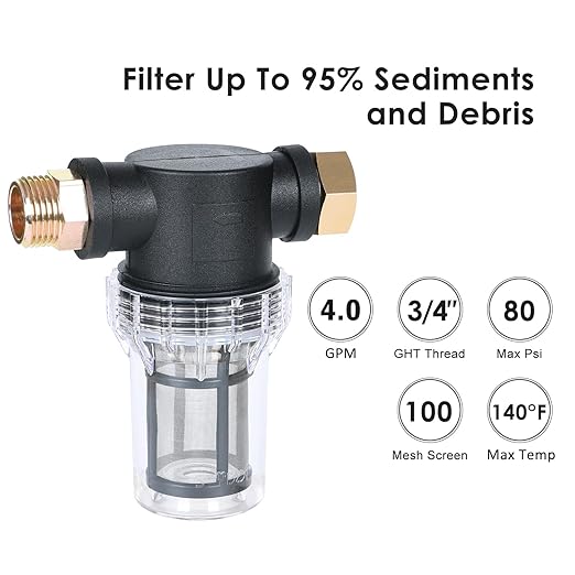 STYDDI in-line Garden Hose Water Filter for Well Water, Line Hose Water Sediment Filter Attachment with 100 Mesh Screen for Washing Machine, Pressure Washer, Pump, Water Stystem, Outdoor Spigots