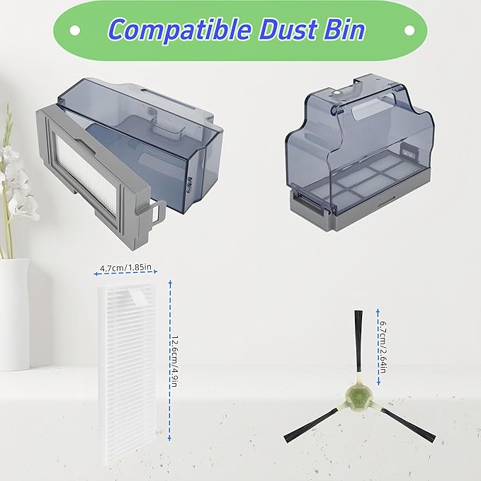 Replacement Parts Compatible with OKP Life K2 K3 K3A K4 K5 Lefant M210 M210S M210B M213 Side Sweep Edge Brush HEPA Filter Size 5.0 * 1.9 Inch