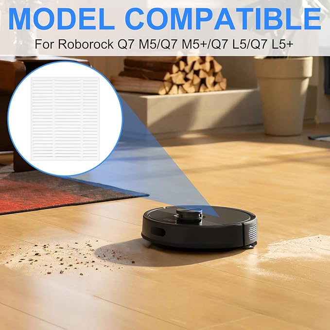Hepa Filter Accessories Compatible with Roborock Q7 M5/Q7 M5+/Q7 L5/Q7 L5+ Robot Vacuum Cleaner Replacement Parts Filter Household Cleaning Sweeper Filter, Filter Washable and Reusable