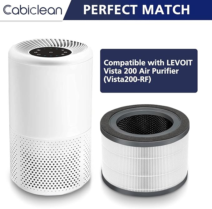 Vista 200 Air Purifier Replacement Filter Compatible with LEVOIT Vista 200 Air Purifier, 3-in-1 Replacement Filter, Activated Carbon, Vista200-RF, 2 Pack