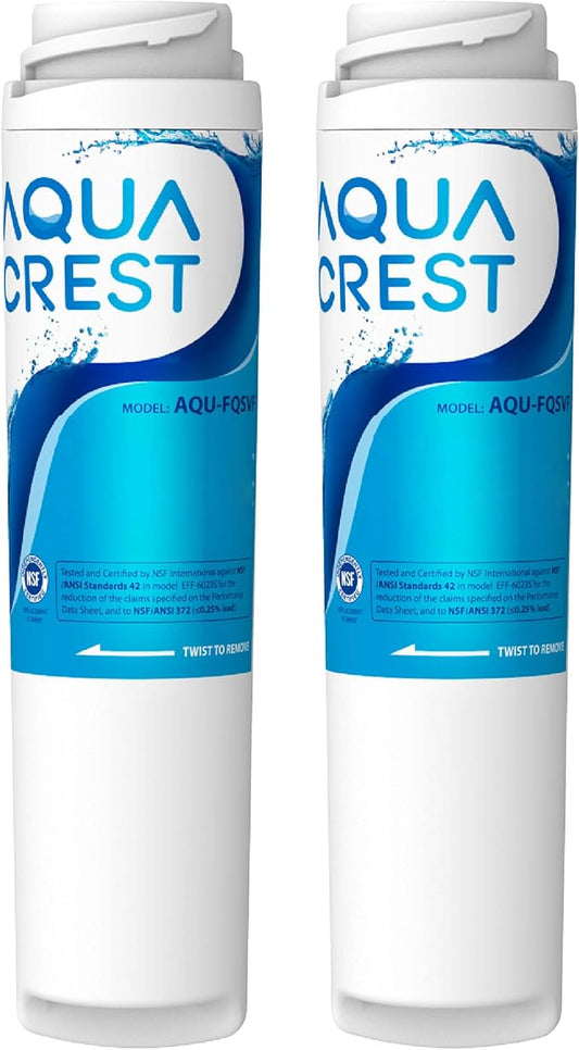 AQUA CREST FQSVF FQSVN Under Sink Water Filter, Replacement for GE FQSVF, FQSVN, FQSLF, GXSV65R, NSF 42 Certified (2 Pack), Reduces Chlorine, Taste&Odor, Model No.AQU-FF23-VF