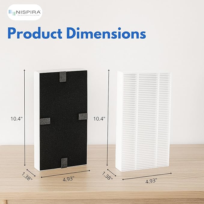 Nispira 2-Pack U Filter HRF201B Replacement 2-in-1 HEPA Activated Carbon For Honeywell Febreze Air Purifier FRF102B FRF101B FHT190 FHT180 FHT170 HHT270 HHT290 | Removes Smoke, Pollen, Dust