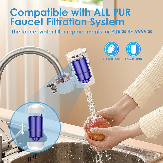 Faucet Water Filter Replacement Fit for All PUR, for PUR Plus Faucet Filtration Systems, NSF Certified Water Filter Compatible with Pur RF-9999, 3 Pack