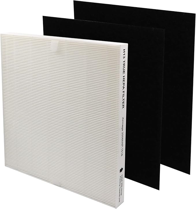 Flintar Replacement Air Filter, Compatible with Coway Air Purifier AP-1512HH and Airmega 200M, H13 Grade Main Filter and (2) Activated Carbon Filters, 1-Year Filter Pack