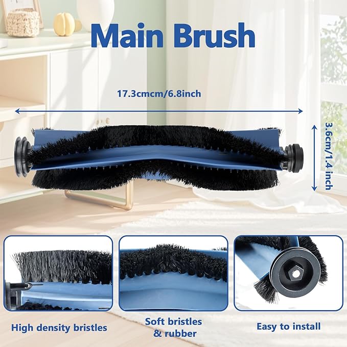23 Pack Eufy Replacement Parts Kit for Eufy X10 Pro Omni Robot Vacuum Accessories, 1 Main Roller Brush, 4 Hepa Filters, 4 Mop Pads, 6 Dust Bags, 6 Side Brushes, 1 Screwdriver 1 Clean Tool
